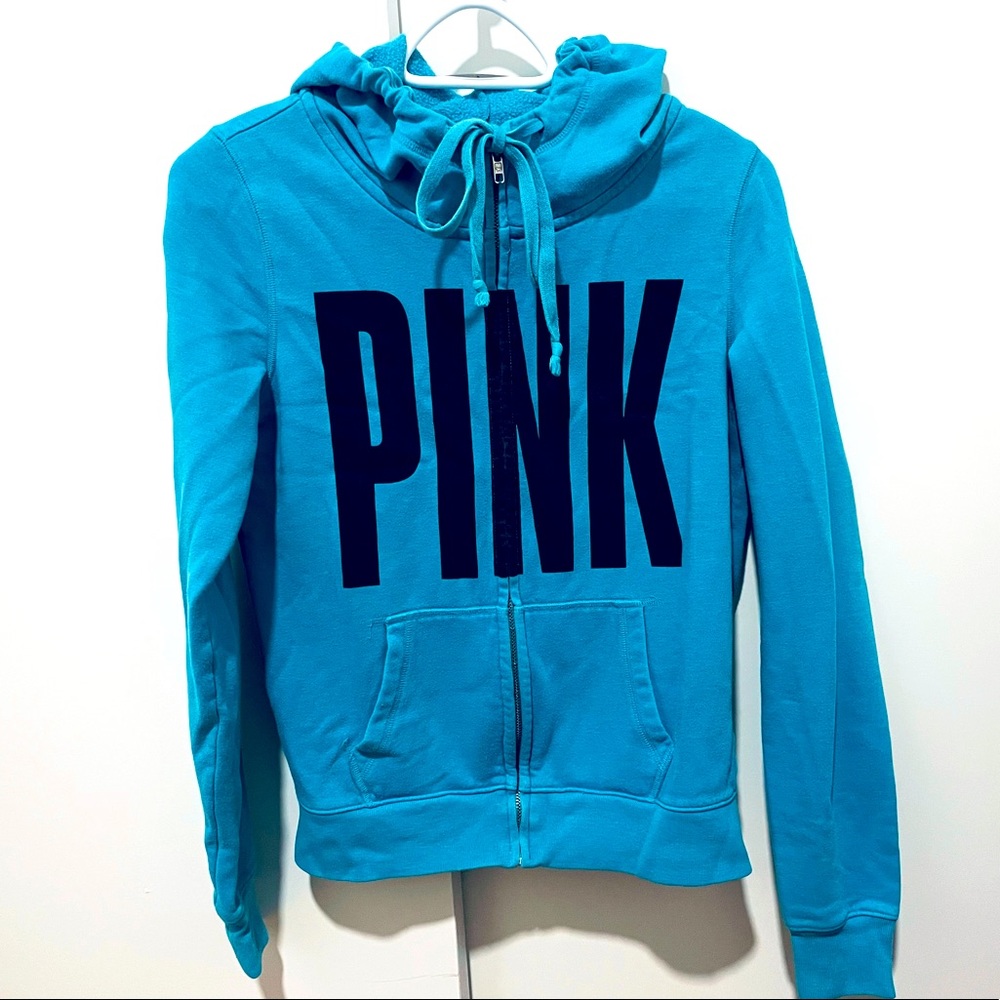 VSpink full zip sweater with funnel neck detail
